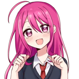 🍡 Anime, Manga, Lindo, Kawaii, Chica, Pelo rosa, Personaje telegram sticker