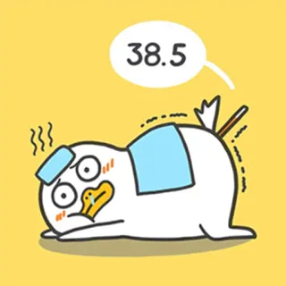 🤧 38.5 больной, лихорадка, температура, мультфильм, утка, болезнь whatsapp sticker