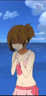 🌟 anime, girl, beach, swimsuit, cartoon telegram sticker