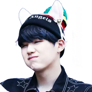 😣 Angels osoba, słodki, kocie uszy, kapelusz, kpop telegram sticker