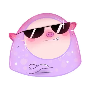 😎 Dibujo animado, Personaje, Guay, Gafas de sol, Rosa, Morado whatsapp sticker
