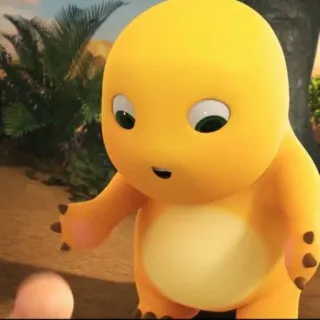 🧬 dinosaure, dessin animé, mignon, jaune, bébé dinosaure whatsapp sticker