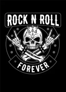 🤘 ROCK N ROLL FOREVER ร็อกแอนด์โรล, ดนตรี, หัวกะโหลก, ตลอดไป, เมทัล, ฮาร์ดร็อก, โครงกระดูก, ร็อก telegram sticker