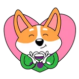 ❤️ コーギー, 犬, ハート, 愛, 可愛い, 漫画, 動物 telegram sticker