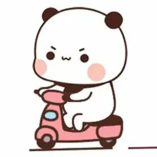 🐻 熊猫, 滑板车, 可爱, 卡通, 动物, 粉色, 卡哇伊, 插画 telegram sticker