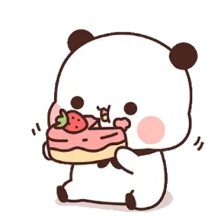 💟 Panda, Urso, Kawaii, Rosquinha, Fofo, Comida, Morango telegram sticker