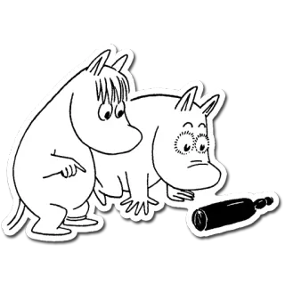 ✨ Moomin Moomin, dibujos animados, botella telegram sticker