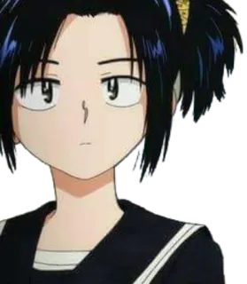 😐 Anime, Mädchen, schwarze Haare, Zöpfe, Schuluniform, Cartoon telegram sticker
