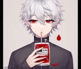 🤍 anime, vampire, blood, juicebox, red, gothic, dark whatsapp sticker