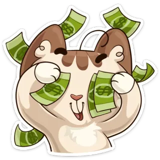 🤑 kucing, uang, dolar, kaya, senang, kekayaan, kartun telegram sticker