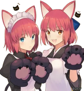 😸 Anime, Orecchie da gatto, Maid, Orecchie da volpe, Cartone animato, Kawaii, Carino telegram sticker