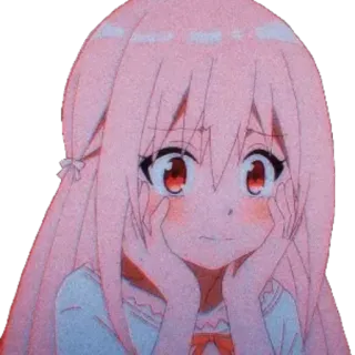 😳 Anime, Mädchen, Süß, Rosa, Erröten, Manga telegram sticker