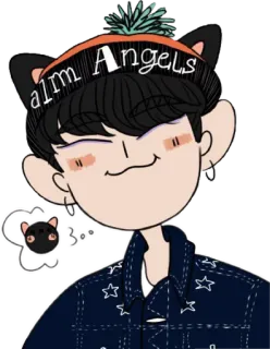 😸 Alm Angels cartoon, anime, hat, cat ears, portrait telegram sticker