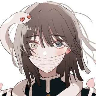 😊 Anime, Serpente, Maschera, Serpente bianco, Eterocromia, Cuori telegram sticker