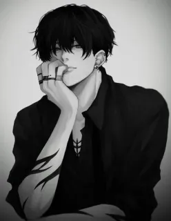 🌟 anime, manga, emo, goth, tattoo, illustration telegram sticker