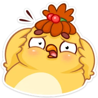😳 oiseau, mignon, sticker, expression, dessin animé, jaune telegram sticker