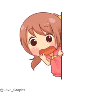 😟 Anime, Lindo, Chica, Chibi, Comiendo telegram sticker