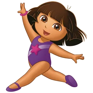 💃 Dora the Explorer การ์ตูน, เด็ก, เด็กผู้หญิง, ยิมนาสติก, กระโดด, นักสำรวจ, โดรา telegram sticker
