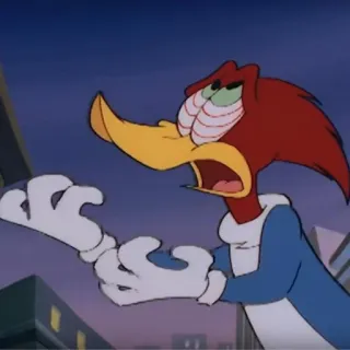 😩 Woody Woodpecker Cartone animato, Uccello, Woody Woodpecker, Rovinato, Esaurito telegram sticker