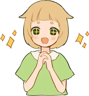 🤩 mignon, étincelant, excité, animé, fille, dessin animé telegram sticker