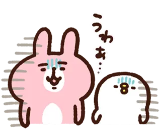😨 うわぁ… lindo, animales, conejo, pájaro, nervioso, sudando telegram sticker