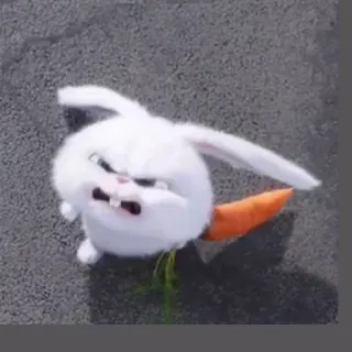 🐰 Snowball The Secret Life of Pets 兔子, 小兔子, 胡萝卜, 动物, 宠物, 卡通, 生气 telegram sticker