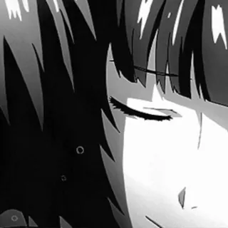 👁‍🗨 animé, fille, triste, noir et blanc, manga telegram sticker
