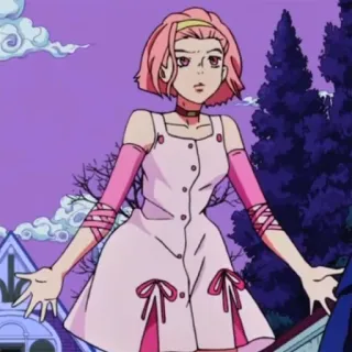 🍡 Anime, Charakter, Mädchen, pinke Haare, Kleid telegram sticker