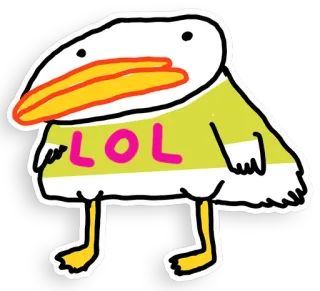 😂 LOL bird, cartoon, lol, sticker, humor telegram sticker