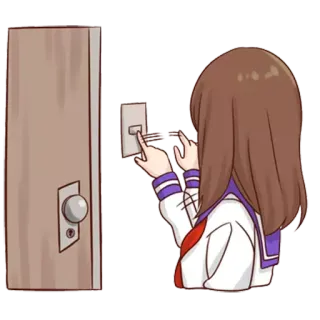 👉 Anime, Ragazza, Porta, Interruttore, Uniforme scolastica telegram sticker