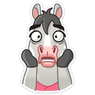 😱 cheval, dessin animé, animal, emoji, choqué, effrayé, drôle, mignon telegram sticker