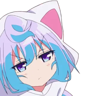 😠 anime, girl, cat ears, hoodie, cute, cartoon telegram sticker