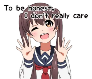 🤗 To be honest, I don't really care Anime, Chica, Uniforme escolar, Despreocupado, Saludando telegram sticker