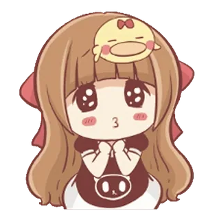 🥺 chibi, anime, kawaii, cute, girl, duck telegram sticker