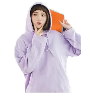 ✌️ femme, sweat à capuche, coréen, fille, mignon, pensif telegram sticker