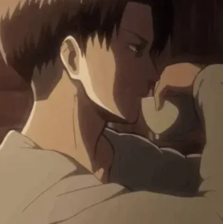 ☕ Levi Ackerman Attack on Titan Anime, Manga, Ataque a los Titanes, Levi Ackerman, Bebiendo, Personaje telegram sticker