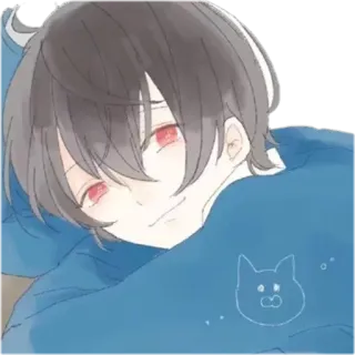 🙂 Аниме, Милый, Кот, Парень, Манга whatsapp sticker