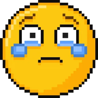 😊 Эмодзи, Плачущий, Грустный, Пиксель арт, Слезы, Выражение telegram sticker