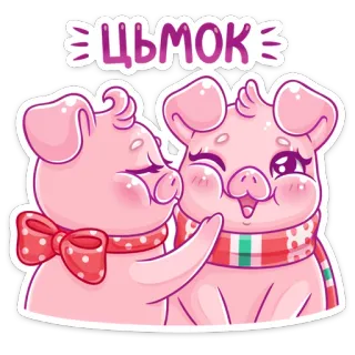 😘 ЦЬМОК cerdo, beso, lindo, animal, dibujos animados telegram sticker