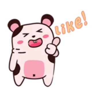 👍 Like! mignon, pouce levé, animal, approbation, positif, dessin animé whatsapp sticker
