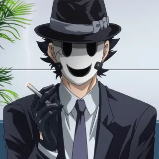 🚬 Sniper Mask High-Rise Invasion Anime, Scherpschuttersmasker, High-Rise Invasion, Hoed, Masker, Pak, Sigaret telegram sticker