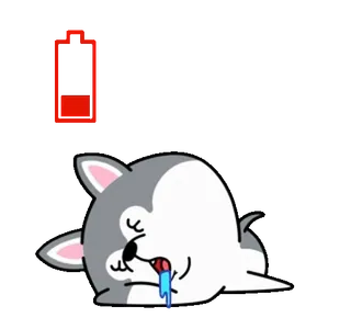 😴 dog, tired, exhausted, sleeping, battery, low, cartoon, animal whatsapp sticker