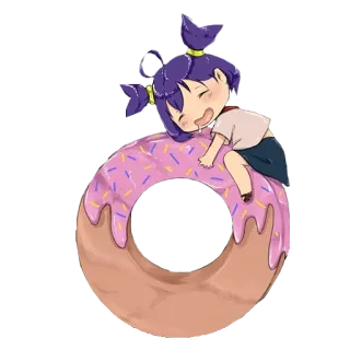 🍩 โดนัท, อาหาร, น่ารัก, ผู้หญิง, จิบิ, ง่วง telegram sticker
