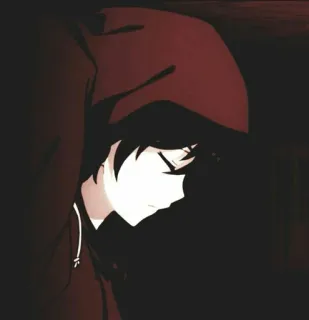 🖤 Anime, Manga, Postać, Kaptur, Czerwony, Mroczny, Gotyk telegram sticker