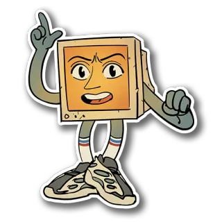 ☝️ computer, cartoon, retro, mascot, animated, tv, vintage telegram sticker