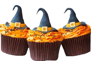 🍰 cupcakes, witch hats, halloween, dessert, treats, holiday, baking telegram sticker