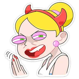 ⭐ Hoạt hình, Phụ nữ, Ác quỷ, Nhân vật, Tức giận, Sừng telegram sticker