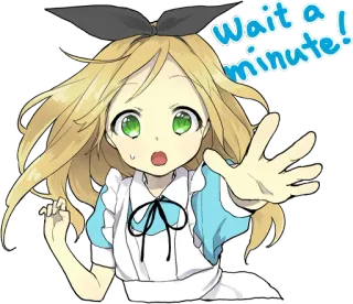 😦 Wait a minute! Anime Mädchen, blonde Haare, süß, geschockt, überrascht telegram sticker