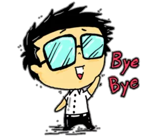 👋 Bye Bye adeus, desenho animado, pessoa, acenando whatsapp sticker