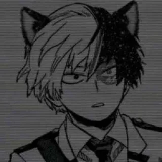 🖤 Todoroki Shoto My Hero Academia Аниме, Кошачьи ушки, Манга, Моя геройская академия, Тодороки, Шото, Фанатское творчество telegram sticker